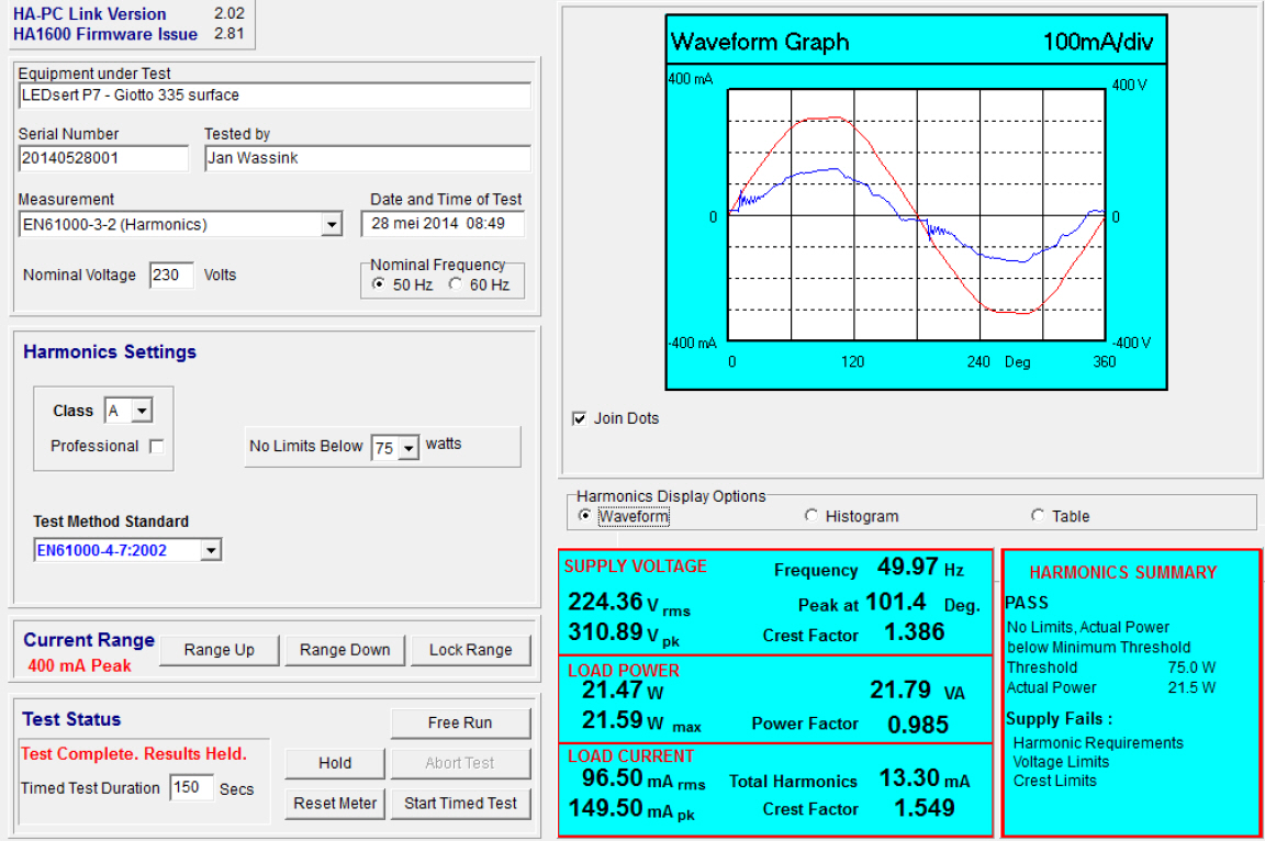 Meting Systeemvermogen en Powerfactor