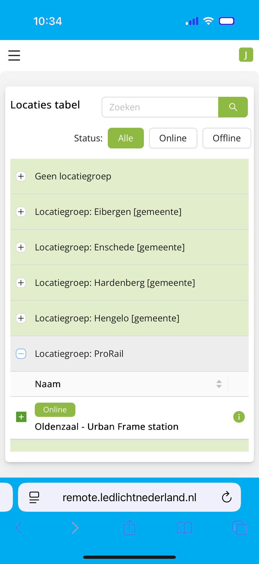 SmartCity - Installatieoverzicht gebruiker