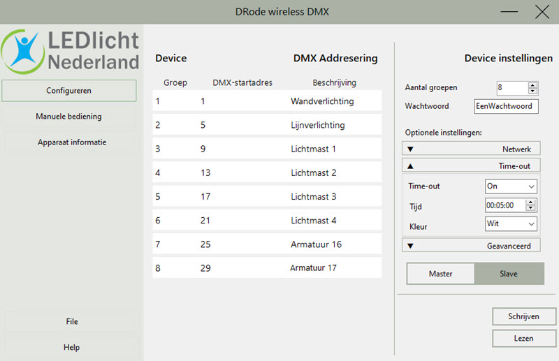 Voorbeeld programmering DRode